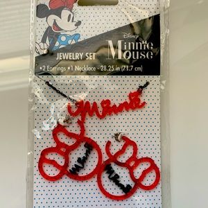New MINNIE mouse earrings and necklace. Red and black.